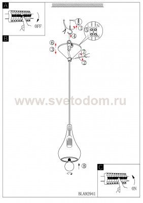 Светильник подвесной Eglo 92943 NIBBIA