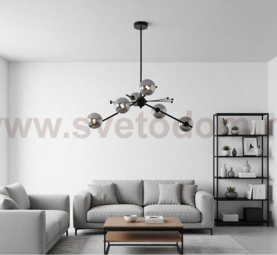 Люстра 9303P-6 black/smoky