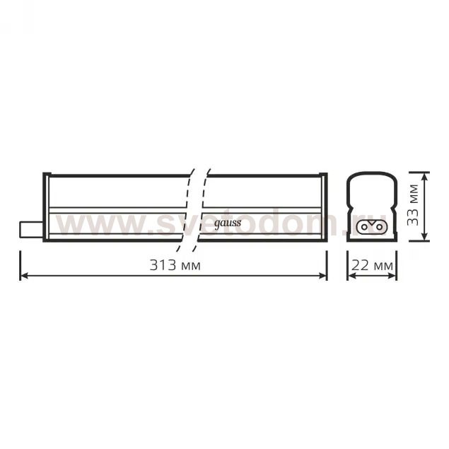 Светильник GAUSS LED TL Basic линейный матовый 4W 4000K 313*22*33