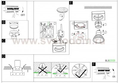 Встраиваемый и накладный светильник Eglo 93109 TORTOLI