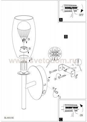 Настенно-потолочный светильник Eglo 93192 BATISTA 3