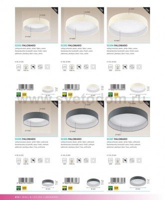 Настенно-потолочный светильник Eglo 93395 PALOMARO 320мм антрацит