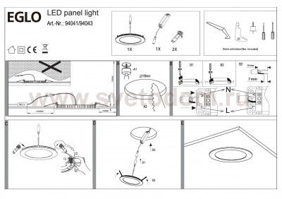 Встраиваемый и накладный светильник Eglo 94043 FUEVA 1