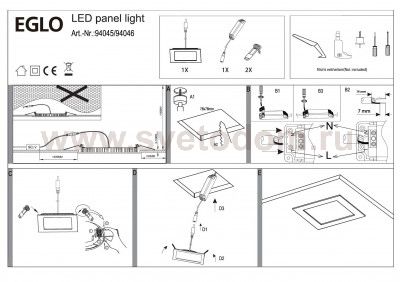 Встраиваемый и накладный светильник Eglo 94045 FUEVA 1