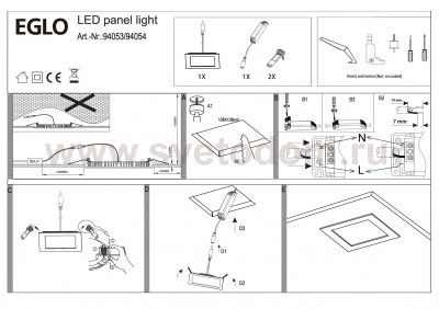 Встраиваемый и накладный светильник Eglo 94054 FUEVA 1