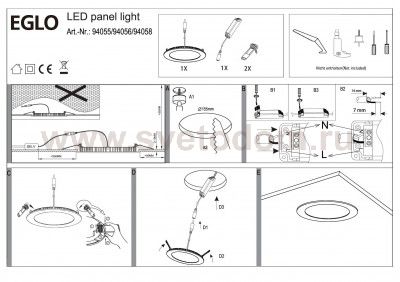 Встраиваемый и накладный светильник Eglo 94056 FUEVA 1