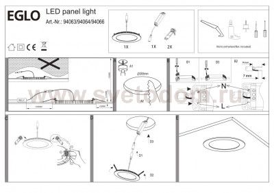 Встраиваемый и накладный светильник Eglo 94066 FUEVA 1