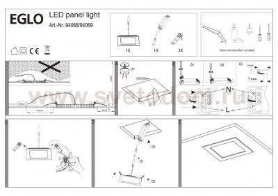 Встраиваемый и накладный светильник Eglo 94068 FUEVA 1
