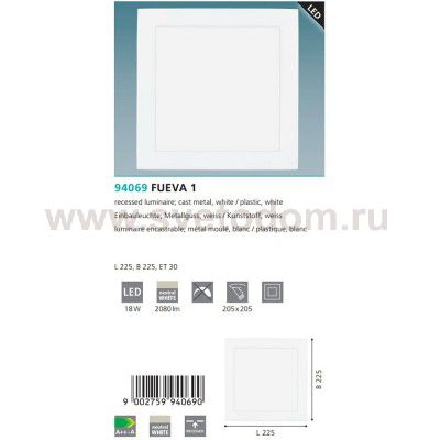 Встраиваемый и накладный светильник Eglo 94069 FUEVA 1