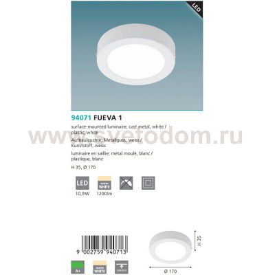 Встраиваемый и накладный светильник Eglo 94071 FUEVA 1