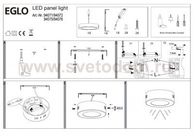 Встраиваемый и накладный светильник Eglo 94072 FUEVA 1