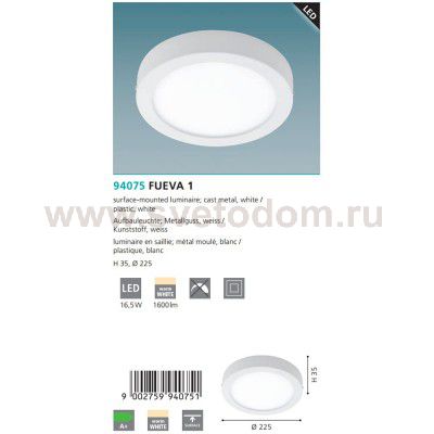 Встраиваемый и накладный светильник Eglo 94075 FUEVA 1