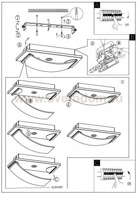 Настенно-потолочный светильник Eglo 94465 WASAO