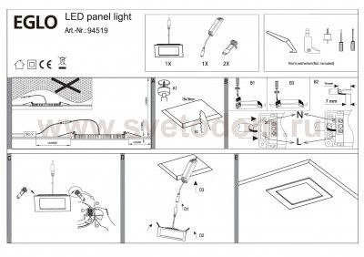 Встраиваемый и накладный светильник Eglo 94519 FUEVA 1