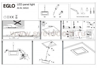 Встраиваемый и накладный светильник Eglo 94522 FUEVA 1