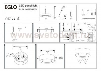 Встраиваемый и накладный светильник Eglo 94525 FUEVA 1
