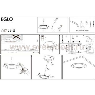 Встраиваемый и накладный светильник Eglo 94732 FUEVA 1