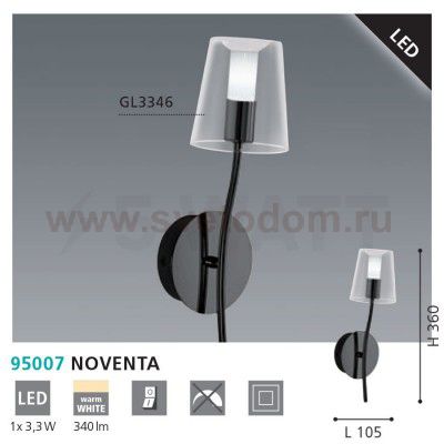 Настенно-потолочный светильник Eglo 95007 NOVENTA