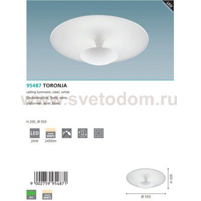 Настенно-потолочный светильник LED Eglo 95487 TORONJA