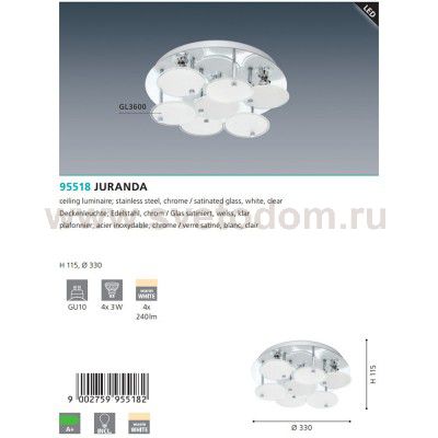 Настенно-потолочный светильник LED Eglo 95518 JURANDA