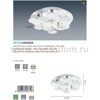 Настенно-потолочный светильник LED Eglo 95719 JURANDA