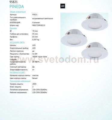 Встраиваемый светильник Eglo 95821 PINEDA