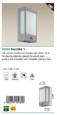 Уличный cветодный светильник Eglo 95989 RALORA 1