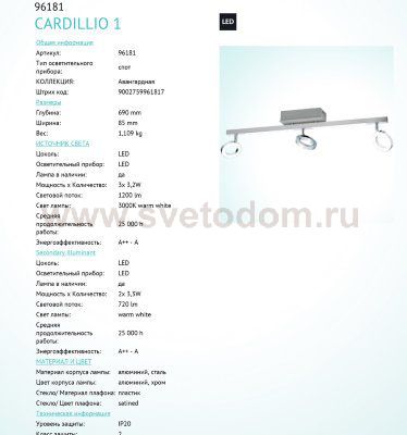 Светодиодный спот Eglo 96181 CARDILLIO 1