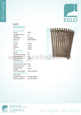 Настенно-потолочный светильник Eglo 96202 SENDERO