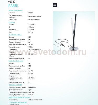 Светодиодная настольная лампа Eglo 96322 PARRI