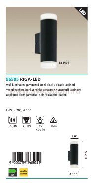 Уличный светодиодный светильник наcтенный Eglo 96505 RIGA-LED