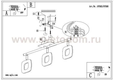 Светильник спот Eglo 97003 LITAGO CRYSTAL