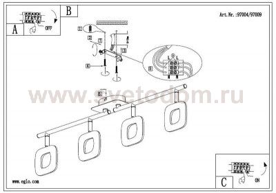 Светильник спот Eglo 97004 LITAGO CRYSTAL