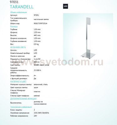 Торшер Eglo 97031 TARANDELL
