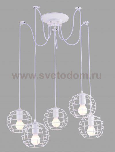 Люстра паук с белыми металлическими плафонами Arte Lamp A1110SP-5WH SPIDER