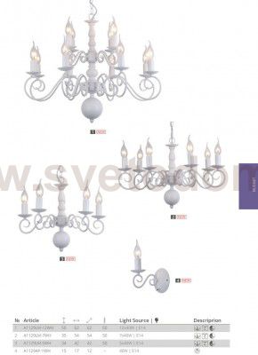 Светильник подвесной Arte lamp A1129LM-12WH ISABEL