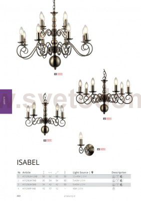 Светильник настенный Arte lamp A1129AP-1AB ISABEL