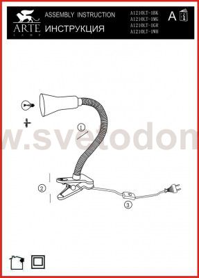 Настольная лампа на прищепке зеленая Arte lamp A1210LT-1GR CORD