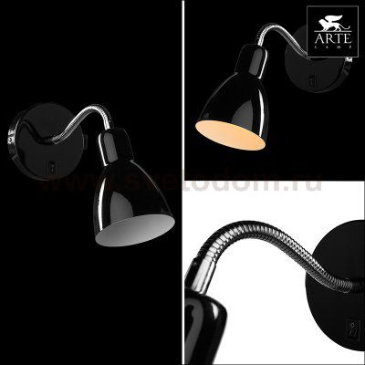 Светильник гибкий черный Arte lamp A1408AP-1BK Dorm