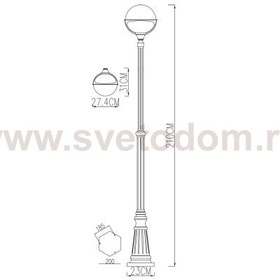 Светильник уличный Arte lamp A1497PA-1BK Monaco
