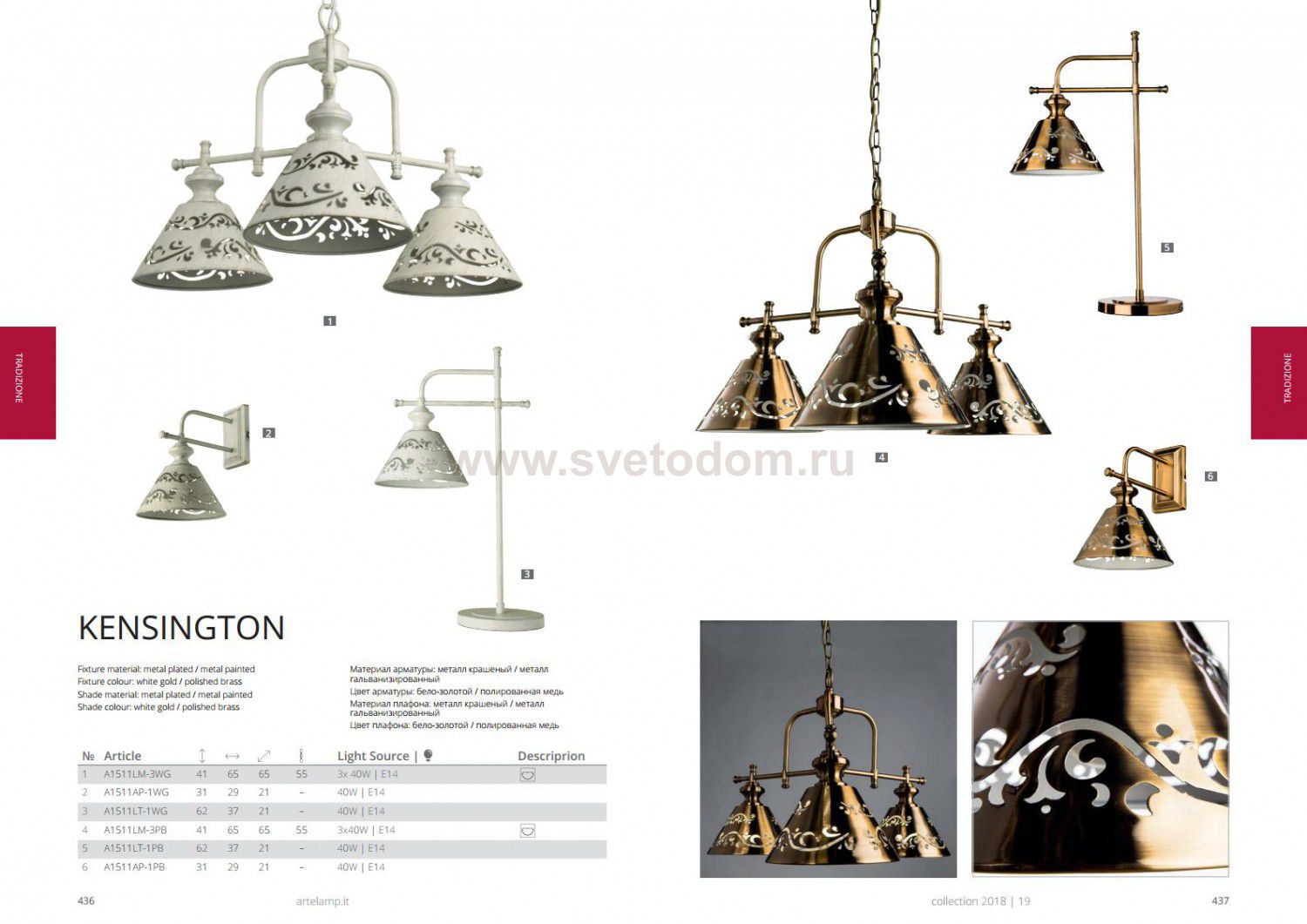 Светильник бра Arte lamp A1511AP-1PB Kensington