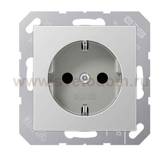 JUNG A 500 Алюминий Розетка с/з безвинт зажим (A1520AL)