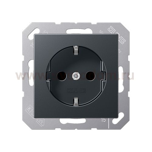 JUNG A 500 Антрацит Розетка с/з с защитными шторками безвинт зажим (A1520BFKIANM)