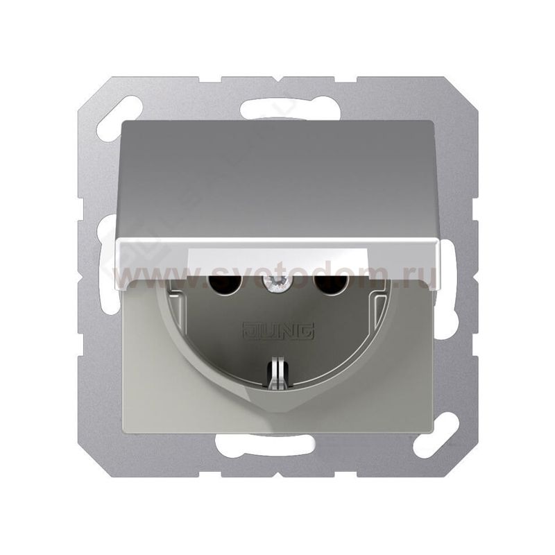 JUNG A 500 Алюминий Розетка-SCHUKO с крышкой, авт.зажим (A1520KLAL)
