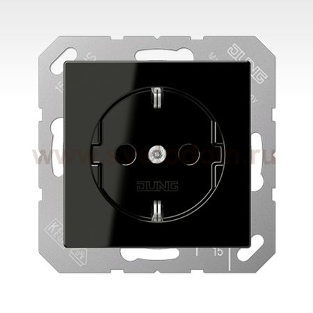 JUNG A 500 Черный Розетка с/з безвинт зажим (A1520SW)
