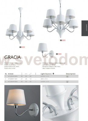 Светильник настенный Arte lamp A1528AP-1WH GRACIA