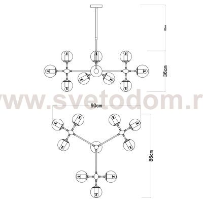 Люстра на штанге Arte lamp A1664SP-12CC BOLLA