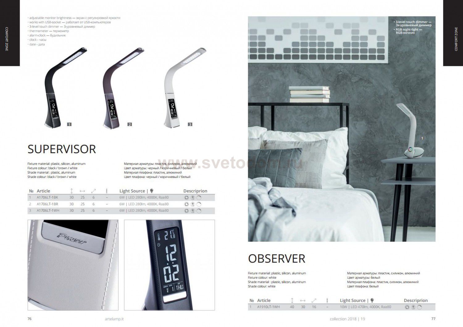 Светильник настольный Arte lamp A1910LT-1WH Observer