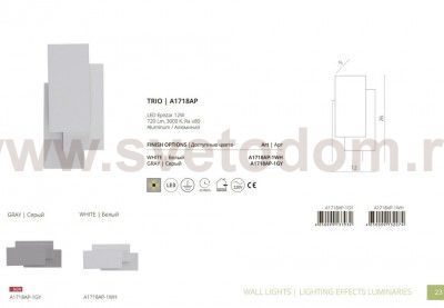 Светильник настенный Arte Lamp A1718AP-1GY TRIO