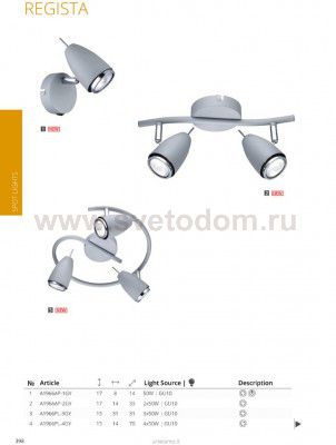 Светильник настенный Arte lamp A1966AP-2GY Regista